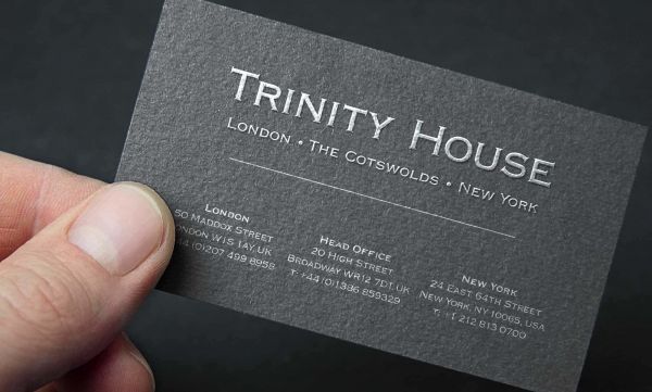High Quality Embossed Business Card Design and Print - Trinity House Paintings